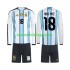 Camisola Argentina Nico Paz 18 Criança Equipamento Primeiro Copa do Mundo 2026 Manga Comprida